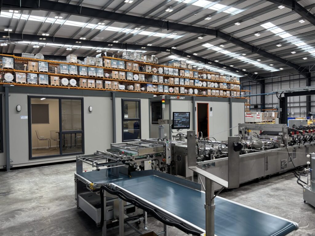 Hired plastisol squadron cabins deployed in client’s warehouse setting
