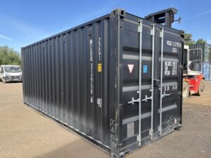 20ft one-trip shipping container for sale in Jet Black with lock box at Containerking® Scunthorpe