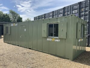 High-spec 32ft steel anti-vandal canteen building available for hire or sale