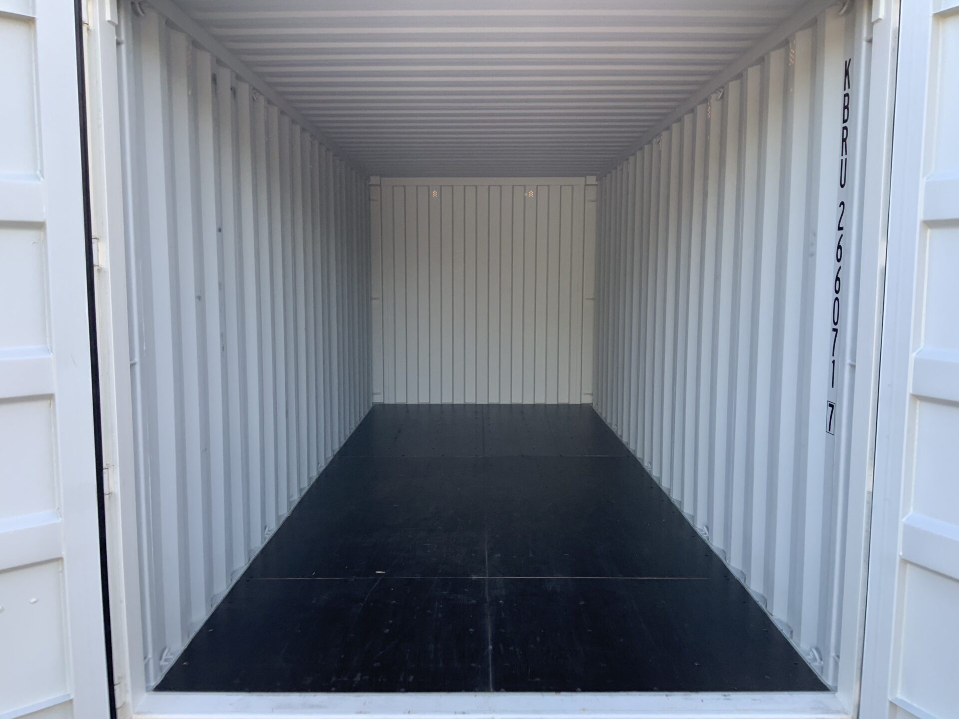 "Premium white one-trip 20ft ISO shipping container ideal for sports clubs, caravan parks and secure equipment storage."